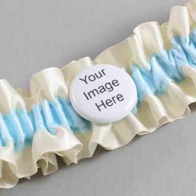 Ivory and Alice Blue Satin Wedding Garter / Ivory and Blue Wedding Garters / Wedding Garter / Custom Wedding Garter / Bridal Garter / Prom Garter / Linda Joyce Couture / Personalized Garter / Personalized Wedding Garter / Personalized Prom Garter