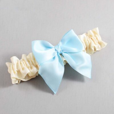 Ivory and Alice Blue Satin Wedding Garter / Ivory and Blue Wedding Garters / Wedding Garter / Custom Wedding Garter / Bridal Garter / Prom Garter / Linda Joyce Couture / Personalized Garter / Personalized Wedding Garter / Personalized Prom Garter