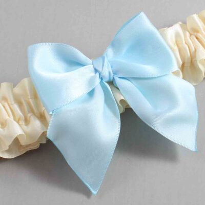 Ivory and Alice Blue Satin Wedding Garter / Ivory and Blue Wedding Garters / Wedding Garter / Custom Wedding Garter / Bridal Garter / Prom Garter / Linda Joyce Couture / Personalized Garter / Personalized Wedding Garter / Personalized Prom Garter