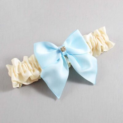 Ivory and Alice Blue Satin Wedding Garter / Ivory and Blue Wedding Garters / Wedding Garter / Custom Wedding Garter / Bridal Garter / Prom Garter / Linda Joyce Couture / Personalized Garter / Personalized Wedding Garter / Personalized Prom Garter