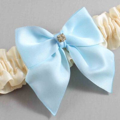 Ivory and Alice Blue Satin Wedding Garter / Ivory and Blue Wedding Garters / Wedding Garter / Custom Wedding Garter / Bridal Garter / Prom Garter / Linda Joyce Couture / Personalized Garter / Personalized Wedding Garter / Personalized Prom Garter