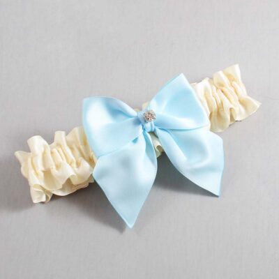 Ivory and Alice Blue Satin Wedding Garter / Ivory and Blue Wedding Garters / Wedding Garter / Custom Wedding Garter / Bridal Garter / Prom Garter / Linda Joyce Couture / Personalized Garter / Personalized Wedding Garter / Personalized Prom Garter