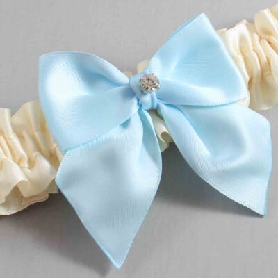 Ivory and Alice Blue Satin Wedding Garter / Ivory and Blue Wedding Garters / Wedding Garter / Custom Wedding Garter / Bridal Garter / Prom Garter / Linda Joyce Couture / Personalized Garter / Personalized Wedding Garter / Personalized Prom Garter