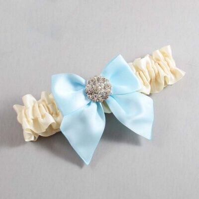 Ivory and Alice Blue Satin Wedding Garter / Ivory and Blue Wedding Garters / Wedding Garter / Custom Wedding Garter / Bridal Garter / Prom Garter / Linda Joyce Couture / Personalized Garter / Personalized Wedding Garter / Personalized Prom Garter