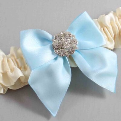 Ivory and Alice Blue Satin Wedding Garter / Ivory and Blue Wedding Garters / Wedding Garter / Custom Wedding Garter / Bridal Garter / Prom Garter / Linda Joyce Couture / Personalized Garter / Personalized Wedding Garter / Personalized Prom Garter