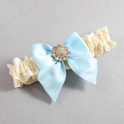 Ivory and Alice Blue Satin Wedding Garter / Ivory and Blue Wedding Garters / Wedding Garter / Custom Wedding Garter / Bridal Garter / Prom Garter / Linda Joyce Couture / Personalized Garter / Personalized Wedding Garter / Personalized Prom Garter