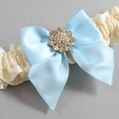 Ivory and Alice Blue Satin Wedding Garter / Ivory and Blue Wedding Garters / Wedding Garter / Custom Wedding Garter / Bridal Garter / Prom Garter / Linda Joyce Couture / Personalized Garter / Personalized Wedding Garter / Personalized Prom Garter