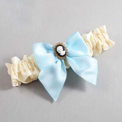 Ivory and Alice Blue Satin Wedding Garter / Ivory and Blue Wedding Garters / Wedding Garter / Custom Wedding Garter / Bridal Garter / Prom Garter / Linda Joyce Couture / Personalized Garter / Personalized Wedding Garter / Personalized Prom Garter