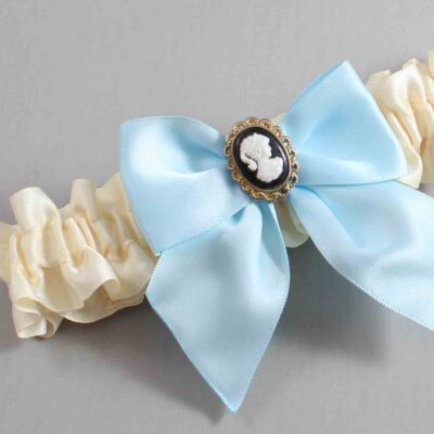 Ivory and Alice Blue Satin Wedding Garter / Ivory and Blue Wedding Garters / Wedding Garter / Custom Wedding Garter / Bridal Garter / Prom Garter / Linda Joyce Couture / Personalized Garter / Personalized Wedding Garter / Personalized Prom Garter