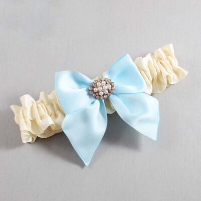 Ivory and Alice Blue Satin Wedding Garter / Ivory and Blue Wedding Garters / Wedding Garter / Custom Wedding Garter / Bridal Garter / Prom Garter / Linda Joyce Couture / Personalized Garter / Personalized Wedding Garter / Personalized Prom Garter