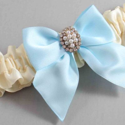 Ivory and Alice Blue Satin Wedding Garter / Ivory and Blue Wedding Garters / Wedding Garter / Custom Wedding Garter / Bridal Garter / Prom Garter / Linda Joyce Couture / Personalized Garter / Personalized Wedding Garter / Personalized Prom Garter