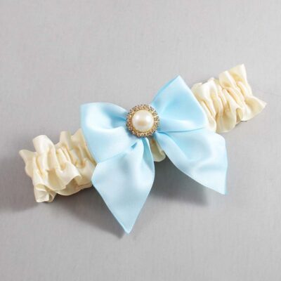 Ivory and Alice Blue Satin Wedding Garter / Ivory and Blue Wedding Garters / Wedding Garter / Custom Wedding Garter / Bridal Garter / Prom Garter / Linda Joyce Couture / Personalized Garter / Personalized Wedding Garter / Personalized Prom Garter