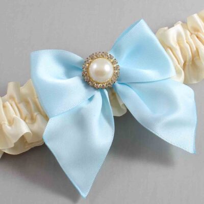 Ivory and Alice Blue Satin Wedding Garter / Ivory and Blue Wedding Garters / Wedding Garter / Custom Wedding Garter / Bridal Garter / Prom Garter / Linda Joyce Couture / Personalized Garter / Personalized Wedding Garter / Personalized Prom Garter