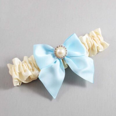 Ivory and Alice Blue Satin Wedding Garter / Ivory and Blue Wedding Garters / Wedding Garter / Custom Wedding Garter / Bridal Garter / Prom Garter / Linda Joyce Couture / Personalized Garter / Personalized Wedding Garter / Personalized Prom Garter