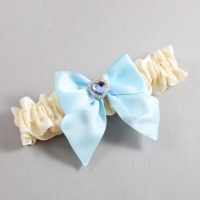 Ivory and Alice Blue Satin Wedding Garter / Ivory and Blue Wedding Garters / Wedding Garter / Custom Wedding Garter / Bridal Garter / Prom Garter / Linda Joyce Couture / Personalized Garter / Personalized Wedding Garter / Personalized Prom Garter