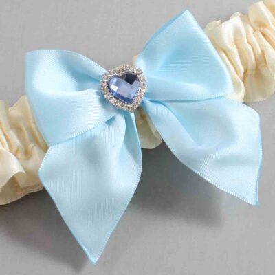 Ivory and Alice Blue Satin Wedding Garter / Ivory and Blue Wedding Garters / Wedding Garter / Custom Wedding Garter / Bridal Garter / Prom Garter / Linda Joyce Couture / Personalized Garter / Personalized Wedding Garter / Personalized Prom Garter
