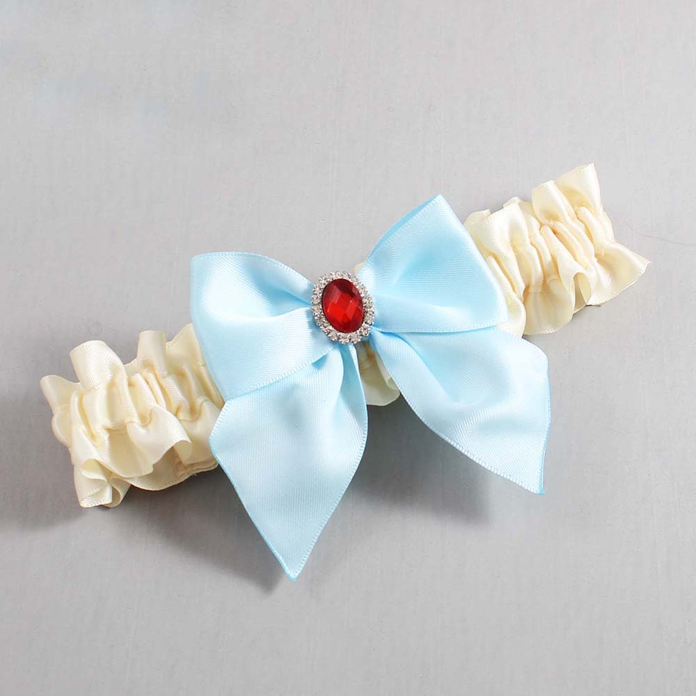 Ivory and Alice Blue Satin Wedding Garter / Ivory and Blue Wedding Garters / Wedding Garter / Custom Wedding Garter / Bridal Garter / Prom Garter / Linda Joyce Couture / Personalized Garter / Personalized Wedding Garter / Personalized Prom Garter