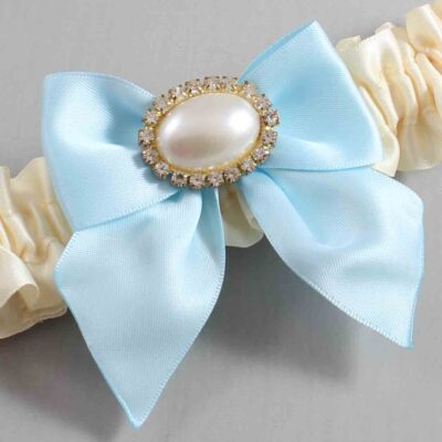 Ivory and Alice Blue Satin Wedding Garter / Ivory and Blue Wedding Garters / Wedding Garter / Custom Wedding Garter / Bridal Garter / Prom Garter / Linda Joyce Couture / Personalized Garter / Personalized Wedding Garter / Personalized Prom Garter