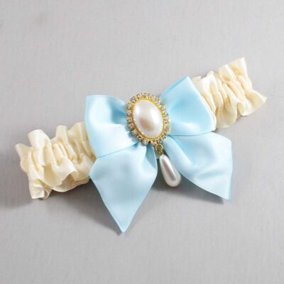 Ivory and Alice Blue Satin Wedding Garter / Ivory and Blue Wedding Garters / Wedding Garter / Custom Wedding Garter / Bridal Garter / Prom Garter / Linda Joyce Couture / Personalized Garter / Personalized Wedding Garter / Personalized Prom Garter