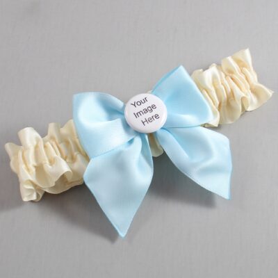 Ivory and Alice Blue Satin Wedding Garter / Ivory and Blue Wedding Garters / Wedding Garter / Custom Wedding Garter / Bridal Garter / Prom Garter / Linda Joyce Couture / Personalized Garter / Personalized Wedding Garter / Personalized Prom Garter