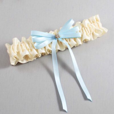 Ivory and Alice Blue Wedding Garter / Ivory Wedding Garters / Wedding Garter / Custom Wedding Garter / Bridal Garter / Prom Garter / Linda Joyce Couture / Personalized Garter / Personalized Wedding Garter / Personalized Prom Garter