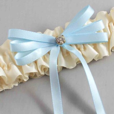 Ivory and Alice Blue Wedding Garter / Ivory Wedding Garters / Wedding Garter / Custom Wedding Garter / Bridal Garter / Prom Garter / Linda Joyce Couture / Personalized Garter / Personalized Wedding Garter / Personalized Prom Garter