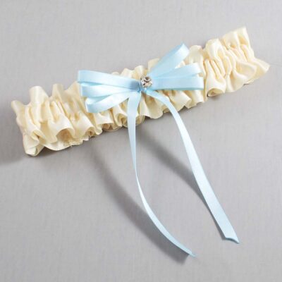 Ivory and Alice Blue Wedding Garter / Ivory Wedding Garters / Wedding Garter / Custom Wedding Garter / Bridal Garter / Prom Garter / Linda Joyce Couture / Personalized Garter / Personalized Wedding Garter / Personalized Prom Garter