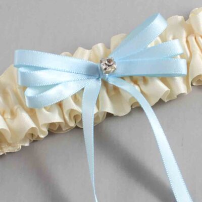 Ivory and Alice Blue Wedding Garter / Ivory Wedding Garters / Wedding Garter / Custom Wedding Garter / Bridal Garter / Prom Garter / Linda Joyce Couture / Personalized Garter / Personalized Wedding Garter / Personalized Prom Garter