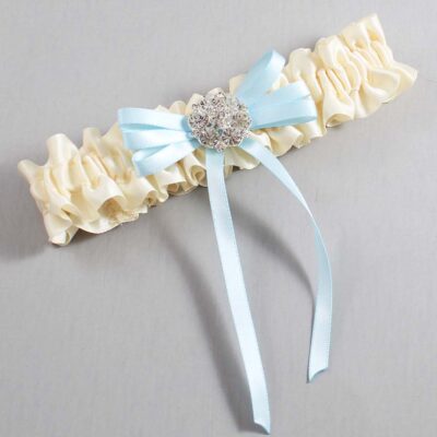 Ivory and Alice Blue Wedding Garter / Ivory Wedding Garters / Wedding Garter / Custom Wedding Garter / Bridal Garter / Prom Garter / Linda Joyce Couture / Personalized Garter / Personalized Wedding Garter / Personalized Prom Garter