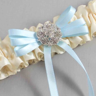 Ivory and Alice Blue Wedding Garter / Ivory Wedding Garters / Wedding Garter / Custom Wedding Garter / Bridal Garter / Prom Garter / Linda Joyce Couture / Personalized Garter / Personalized Wedding Garter / Personalized Prom Garter