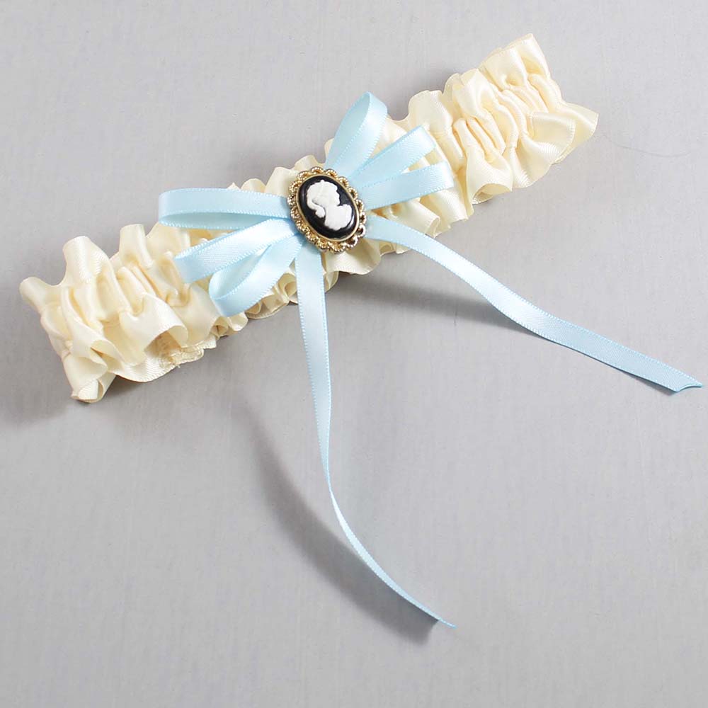 Ivory and Alice Blue Wedding Garter / Ivory Wedding Garters / Wedding Garter / Custom Wedding Garter / Bridal Garter / Prom Garter / Linda Joyce Couture / Personalized Garter / Personalized Wedding Garter / Personalized Prom Garter