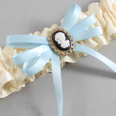 Ivory and Alice Blue Wedding Garter / Ivory Wedding Garters / Wedding Garter / Custom Wedding Garter / Bridal Garter / Prom Garter / Linda Joyce Couture / Personalized Garter / Personalized Wedding Garter / Personalized Prom Garter