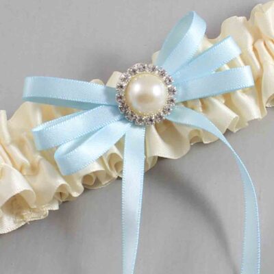 Ivory and Alice Blue Wedding Garter / Ivory Wedding Garters / Wedding Garter / Custom Wedding Garter / Bridal Garter / Prom Garter / Linda Joyce Couture / Personalized Garter / Personalized Wedding Garter / Personalized Prom Garter