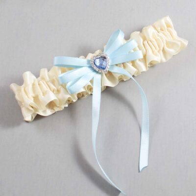Ivory and Alice Blue Wedding Garter / Ivory Wedding Garters / Wedding Garter / Custom Wedding Garter / Bridal Garter / Prom Garter / Linda Joyce Couture / Personalized Garter / Personalized Wedding Garter / Personalized Prom Garter