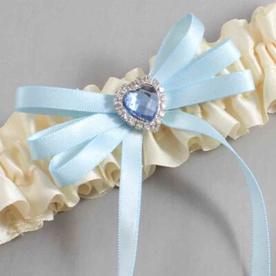 Ivory and Alice Blue Wedding Garter / Ivory Wedding Garters / Wedding Garter / Custom Wedding Garter / Bridal Garter / Prom Garter / Linda Joyce Couture / Personalized Garter / Personalized Wedding Garter / Personalized Prom Garter