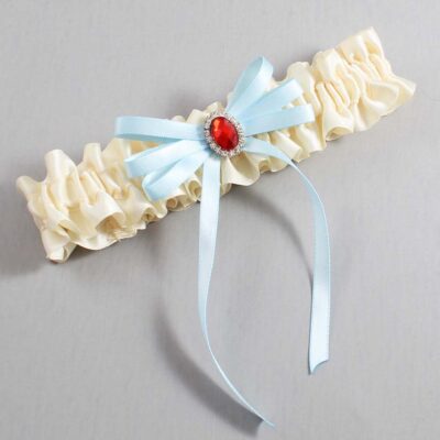 Ivory and Alice Blue Wedding Garter / Ivory Wedding Garters / Wedding Garter / Custom Wedding Garter / Bridal Garter / Prom Garter / Linda Joyce Couture / Personalized Garter / Personalized Wedding Garter / Personalized Prom Garter