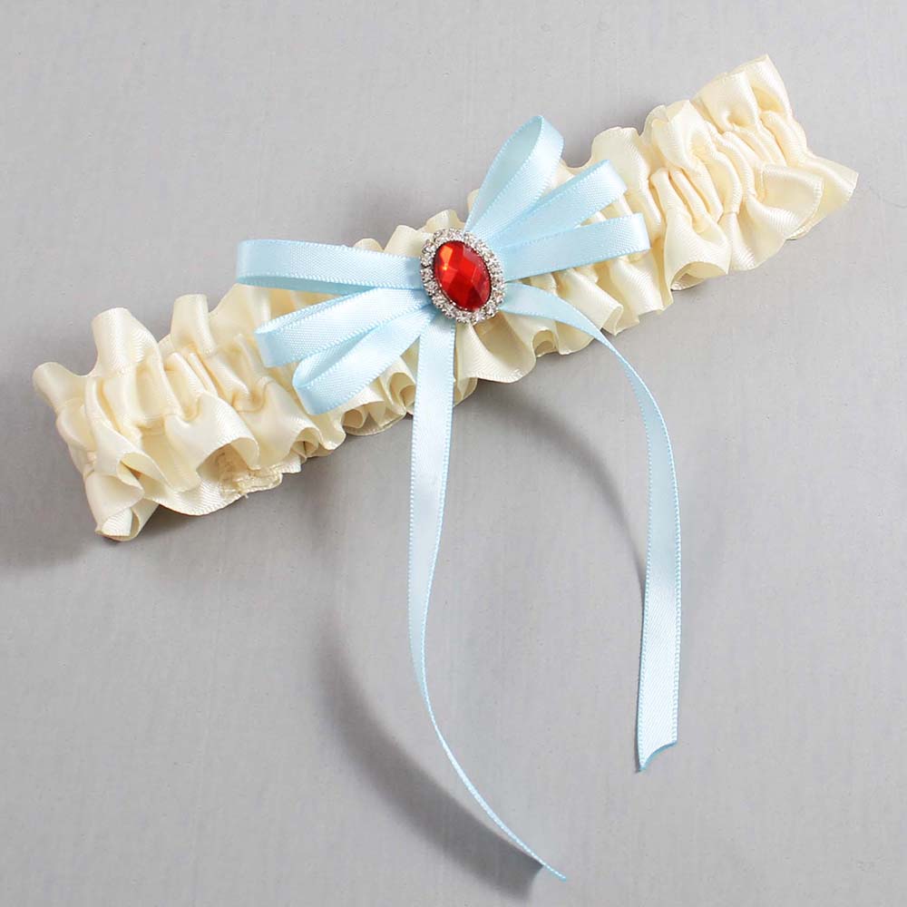 Ivory and Alice Blue Wedding Garter / Ivory Wedding Garters / Wedding Garter / Custom Wedding Garter / Bridal Garter / Prom Garter / Linda Joyce Couture / Personalized Garter / Personalized Wedding Garter / Personalized Prom Garter