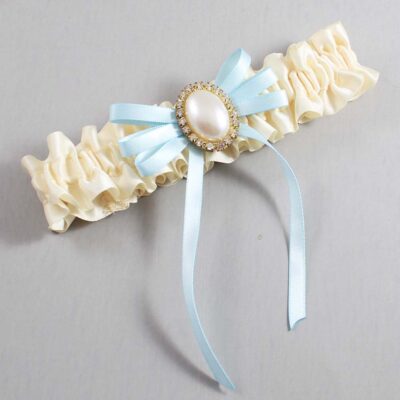 Ivory and Alice Blue Wedding Garter / Ivory Wedding Garters / Wedding Garter / Custom Wedding Garter / Bridal Garter / Prom Garter / Linda Joyce Couture / Personalized Garter / Personalized Wedding Garter / Personalized Prom Garter