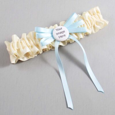 Ivory and Alice Blue Wedding Garter / Ivory Wedding Garters / Wedding Garter / Custom Wedding Garter / Bridal Garter / Prom Garter / Linda Joyce Couture / Personalized Garter / Personalized Wedding Garter / Personalized Prom Garter