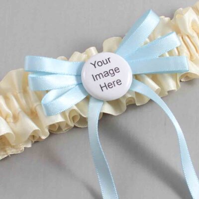 Ivory and Alice Blue Wedding Garter / Ivory Wedding Garters / Wedding Garter / Custom Wedding Garter / Bridal Garter / Prom Garter / Linda Joyce Couture / Personalized Garter / Personalized Wedding Garter / Personalized Prom Garter