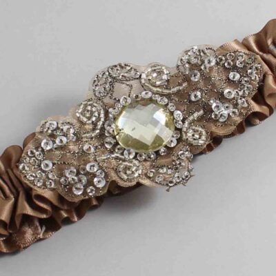 Sable Satin with Brown Wedding Garter / Brown Wedding Garters / Bijou # (922-922)-01-A01-Antique
