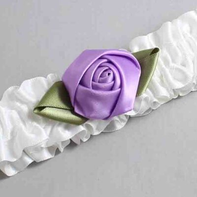 White and Grape Rose Bud Satin Wedding Garter / White and Purple Wedding Garters / Wedding Garter / Custom Wedding Garter / Bridal Garter / Prom Garter / Linda Joyce Couture / Personalized Garter / Personalized Wedding Garter / Personalized Prom Garter