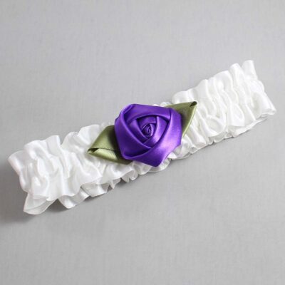 White and Purple Haze Rose Bud Satin Wedding Garter / White and Purple Wedding Garters / Wedding Garter / Custom Wedding Garter / Bridal Garter / Prom Garter / Linda Joyce Couture / Personalized Garter / Personalized Wedding Garter / Personalized Prom Garter