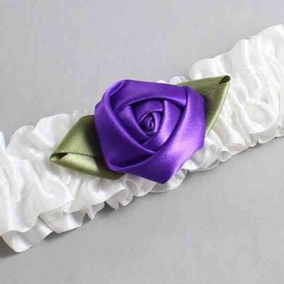 White and Purple Haze Rose Bud Satin Wedding Garter / White and Purple Wedding Garters / Wedding Garter / Custom Wedding Garter / Bridal Garter / Prom Garter / Linda Joyce Couture / Personalized Garter / Personalized Wedding Garter / Personalized Prom Garter