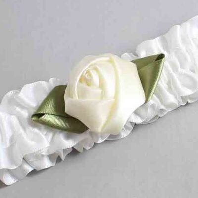 White and Ivory Rose Bud Satin Wedding Garter / White and Ivory Wedding Garters / Wedding Garter / Custom Wedding Garter / Bridal Garter / Prom Garter / Linda Joyce Couture / Personalized Garter / Personalized Wedding Garter / Personalized Prom Garter