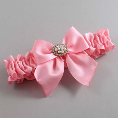 Pink Satin Wedding Garter / Solid Pink Wedding Garters / Wedding Garter / Custom Wedding Garter / Bridal Garter / Prom Garter / Linda Joyce Couture / Personalized Garter / Personalized Wedding Garter / Personalized Prom Garter