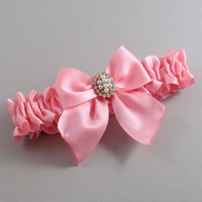 Pink Satin Wedding Garter / Solid Pink Wedding Garters / Wedding Garter / Custom Wedding Garter / Bridal Garter / Prom Garter / Linda Joyce Couture / Personalized Garter / Personalized Wedding Garter / Personalized Prom Garter