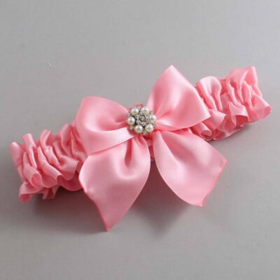 Pink Satin Wedding Garter / Solid Pink Wedding Garters / Wedding Garter / Custom Wedding Garter / Bridal Garter / Prom Garter / Linda Joyce Couture / Personalized Garter / Personalized Wedding Garter / Personalized Prom Garter