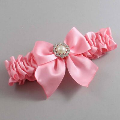 Pink Satin Wedding Garter / Solid Pink Wedding Garters / Wedding Garter / Custom Wedding Garter / Bridal Garter / Prom Garter / Linda Joyce Couture / Personalized Garter / Personalized Wedding Garter / Personalized Prom Garter