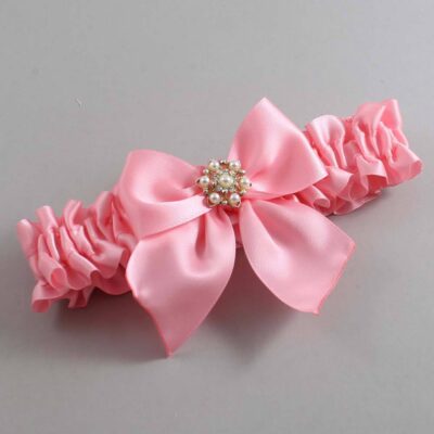 Pink Satin Wedding Garter / Solid Pink Wedding Garters / Wedding Garter / Custom Wedding Garter / Bridal Garter / Prom Garter / Linda Joyce Couture / Personalized Garter / Personalized Wedding Garter / Personalized Prom Garter